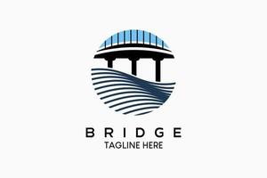 ponte logo design con creativo concetto, ponte icona miscele con acqua e cielo onde. moderno vettore illustrazione