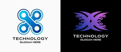 X lettera tecnologia logo design con creativo concetto. premio vettore logo illustrazione