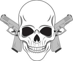 cranio con Due pistola vettore