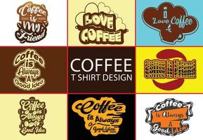 caffè nuovo t camicia e etichetta design modello impostato vettore