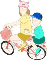 mano disegnato fratelli equitazione biciclette vettore