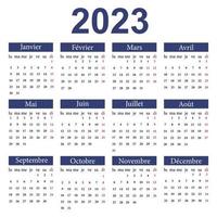 calendario nel francese per 2023. il settimana inizia a partire dal lunedì. vettore illustrazione