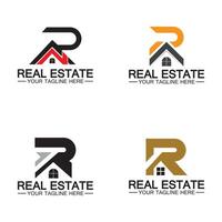 lettera iniziale r immobiliare e casa logo design illustrazione vettoriale