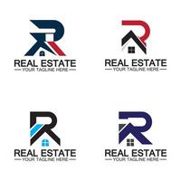 lettera iniziale r immobiliare e casa logo design illustrazione vettoriale