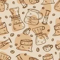 disegnato a mano caffè bevande senza soluzione di continuità modello vettore