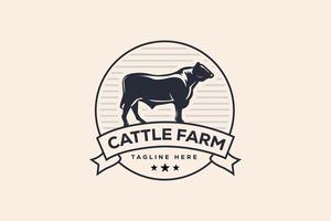 bestiame azienda agricola logo design templat pieno vettore