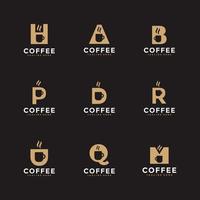 iniziale lettera caffè tazza fascio logo vettore