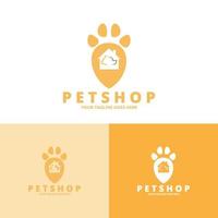 vettore di logo del negozio di casa dell'animale domestico del gatto del cane. può utilizzare cliniche per animali, negozio di animali e veterinario.