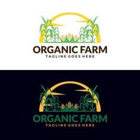 modello di logo della fattoria. adesivo prodotto biologico. emblema del mercato degli agricoltori vettore