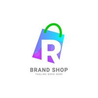 lettera r di moda shopping Borsa vettore logo design elemento