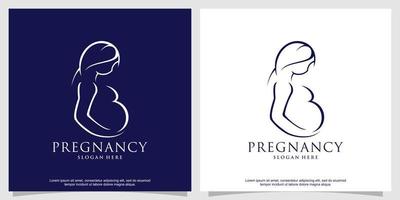 gravidanza logo design modello con linea arte stile premio vettore