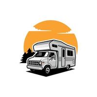 retrò rv camper auto illustrazione logo vettore