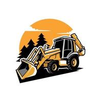 scavatrice caricatore - pesante costruzione macchina illustrazione logo vettore