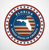 etichetta con carta geografica di Florida, vettore