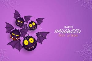 contento Halloween. viola sfondo con spaventoso pipistrelli vettore