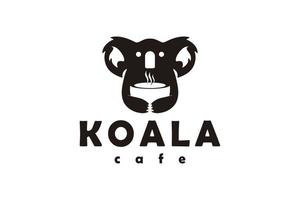 koala logo design ispirazione con un' ciotola di caldo cibo vettore