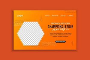 donne calcio atterraggio pagina bandiera e sito web modello design vettore