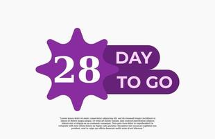 28 giorno per andare. offrire vendita attività commerciale cartello vettore arte illustrazione con fantastico font e simpatico viola bianca colore