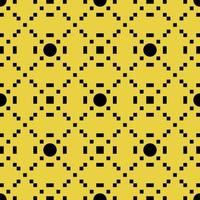 modello vettoriale di cerchi neri senza cuciture e pixel su sfondo giallo. sfondo geometrico astratto.