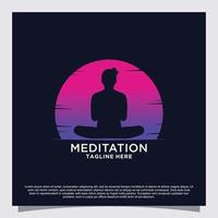 meditazione yoga logo design concetto premio vettore