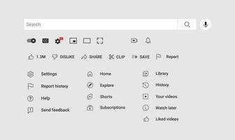 Youtube sociale media interfaccia icone impostato vettore