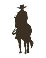 cowboy in silhouette di cavallo vettore