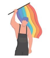 gay agitando LGBTQ bandiera vettore