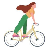 donna in sella a bici vettore