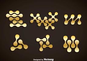 Set di icone Golden Nanotechnology vettore