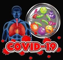 tema coronavirus con cellule umane e virali vettore