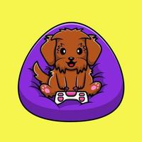 carino maltipoo cane giocando gioco cartone animato vettore icona illustrazione. piatto cartone animato concetto