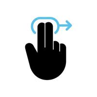 gesto Due dito rubare giusto su il schermo o tecnologia interfaccia schermo, vettore, illustrazione. vettore