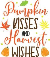 zucca baci e raccogliere auguri, felice autunno, ringraziamento giorno, contento raccolto, vettore illustrazione file