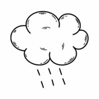 nuvoloso con pioggia. tempo atmosferico. vettore scarabocchio illustrazione. mano disegnato schizzo. linea icona.