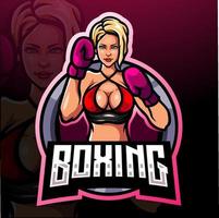 design della mascotte del logo esport di boxe vettore