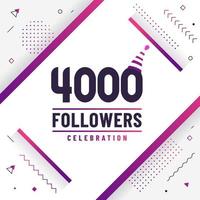 grazie 4000 follower, 4k follower che celebrano un design moderno e colorato. vettore