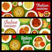 italiano cucina pasti e piatti vettore banner