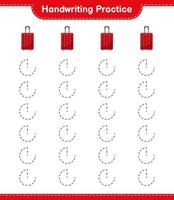 grafia la pratica. tracciato Linee di viaggio Borsa. educativo bambini gioco, stampabile foglio di lavoro, vettore illustrazione