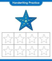 grafia la pratica. tracciato Linee di stella marina. educativo bambini gioco, stampabile foglio di lavoro, vettore illustrazione