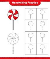 grafia la pratica. tracciato Linee di caramella educativo bambini gioco, stampabile foglio di lavoro, vettore illustrazione