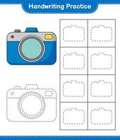 grafia la pratica. tracciato Linee di telecamera. educativo bambini gioco, stampabile foglio di lavoro, vettore illustrazione