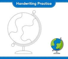 grafia la pratica. tracciato Linee di globo. educativo bambini gioco, stampabile foglio di lavoro, vettore illustrazione