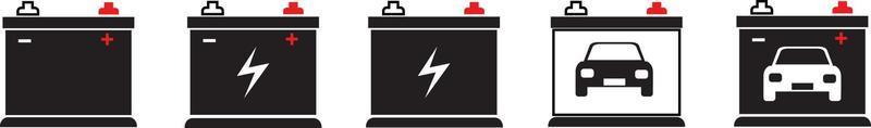 auto batteria icona collezione. energia energia accumulatore. settore automobilistico caricare cartello. auto batteria simboli isolato su bianca sfondo. vettore illustrazione.