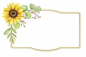 d'oro telaio con girasole fiori, acquerello illustrazione