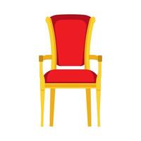 classico sedia rosso vettore icona davanti Visualizza. mobilia casa interno isolato. retrò lusso camera sedersi. cartone animato divano piatto sgabello