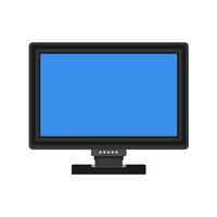 icona del vettore di visualizzazione della vista frontale dello schermo monitor. sopra computer elettronico bianco isolato. ufficio apparecchiature per dispositivi pc piatti