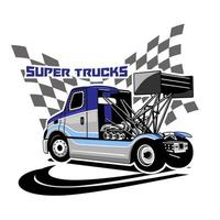 semi camion rosso sport da corsa illustrazione design logo icona vettore