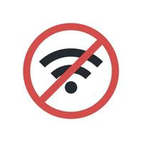 Là è no segnale cartello e no segnale la zona, no Wi-Fi simbolo isolato su bianca sfondo piatto vettore illustrazione.