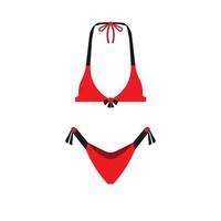 bikini costumi da bagno rosso vettore icona donna spiaggia Abiti. moda femmina corpo costume da bagno sexy reggiseno. biancheria intima estate superiore