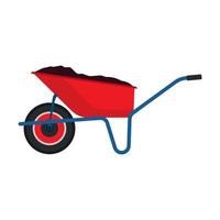 carriola rosso giardino vettore attrezzo attrezzatura lato Visualizza. agricoltura carrello ruota cartone animato azienda agricola. piatto prato terra forniture